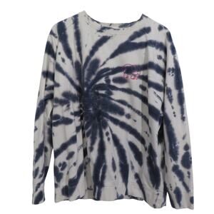 Ivory Ella Women Sz M Navy Off White Spiral Tie Dye Sweatshirt Cotton Loungewear